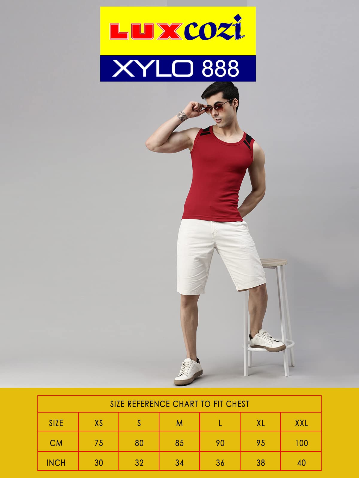 Lux Cozi Men's Cotton Solid Gym Vest - Multicolor - Image 5