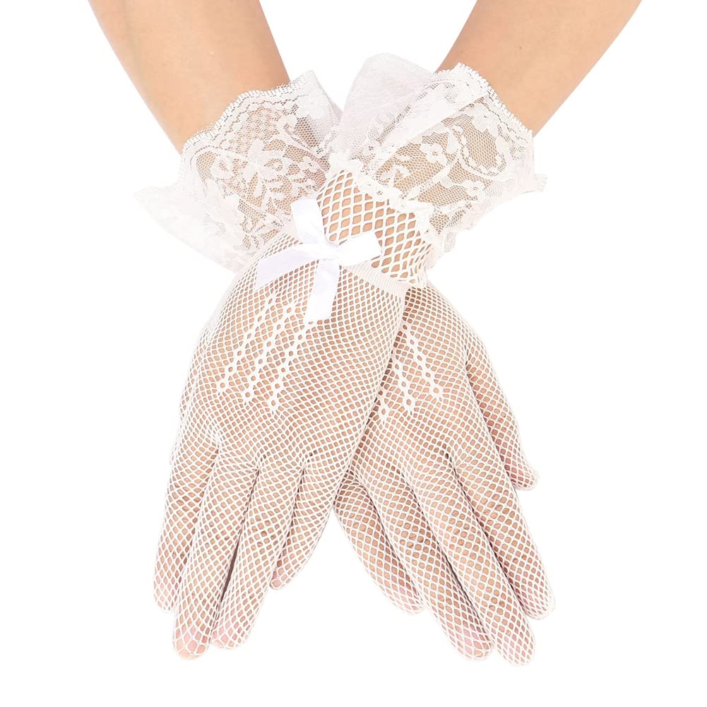 Anzailala White Lace Gloves for Women - Image 3