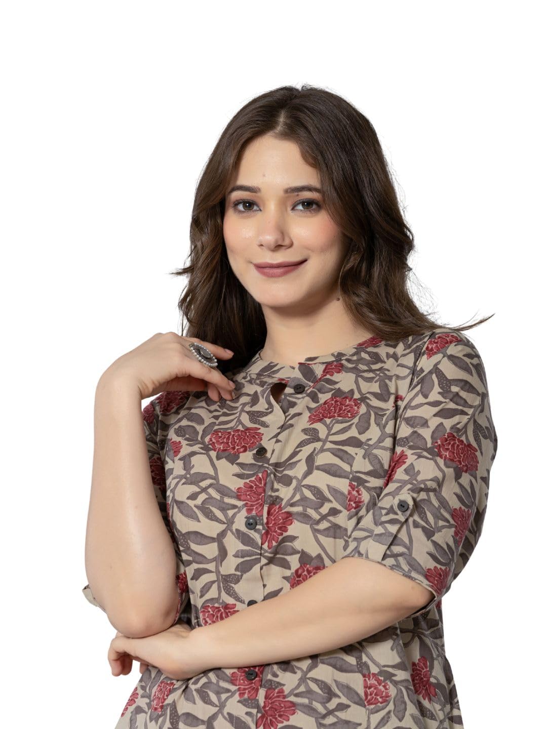 rytras Maroon Cotton Printed A-Line Kurta Set for Women - Image 5