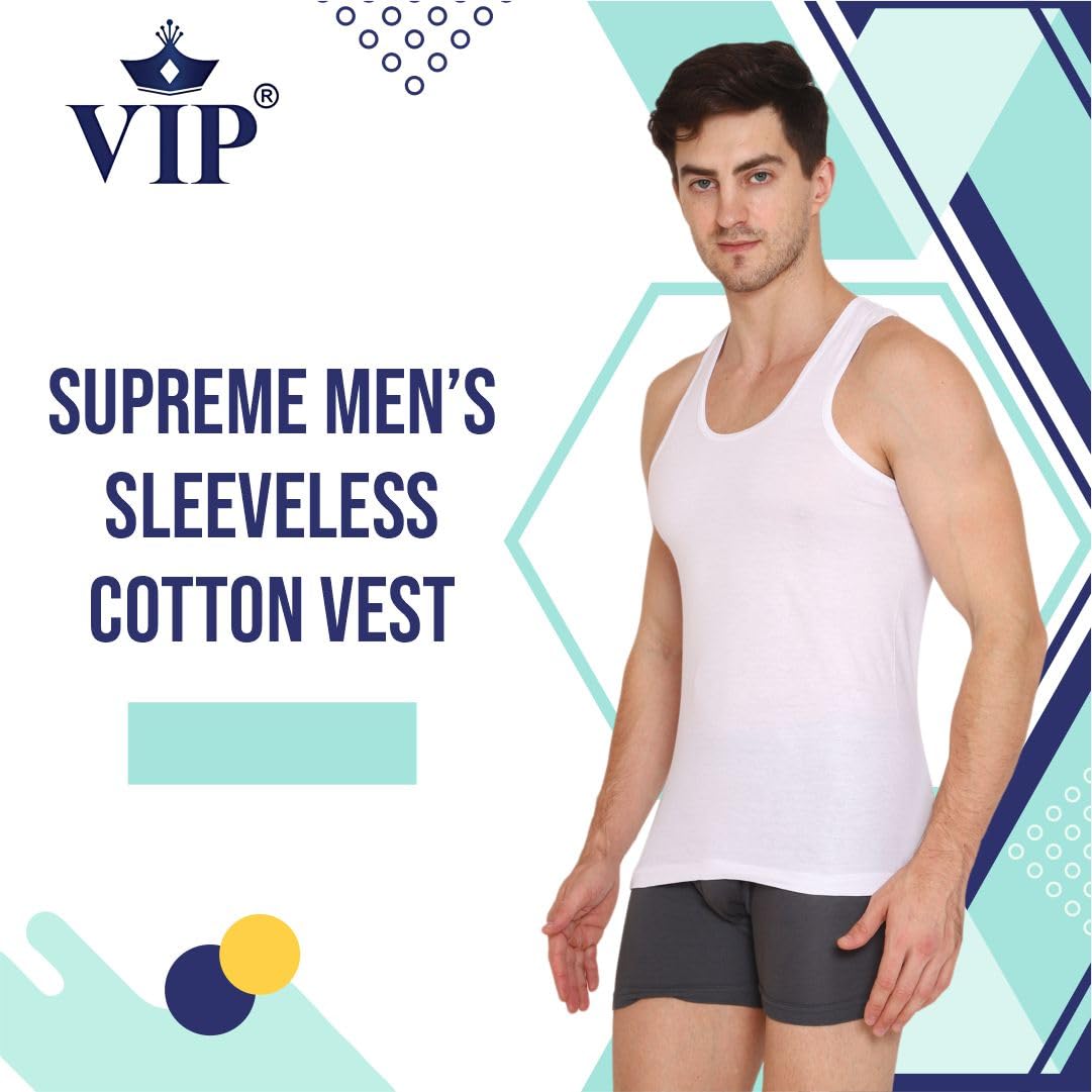 VIP Men's Sleeveless Cotton Vest - White - Image 2