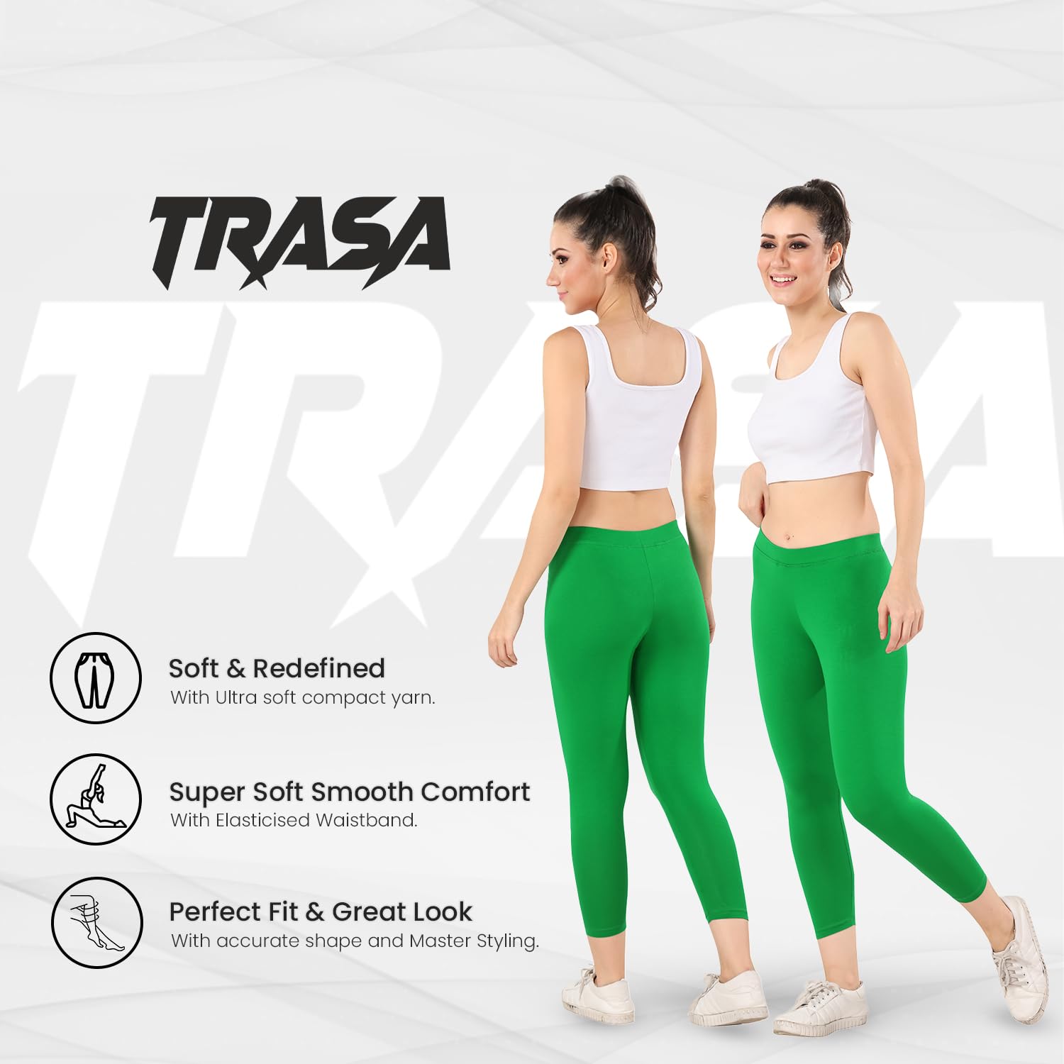 TRASA Women's Tailored Cut Leggings - Green - Image 2