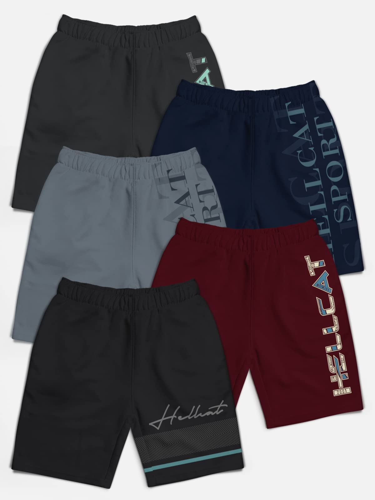 HELLCAT Typographic Printed Mid Rise Shorts for Boys - Image 2