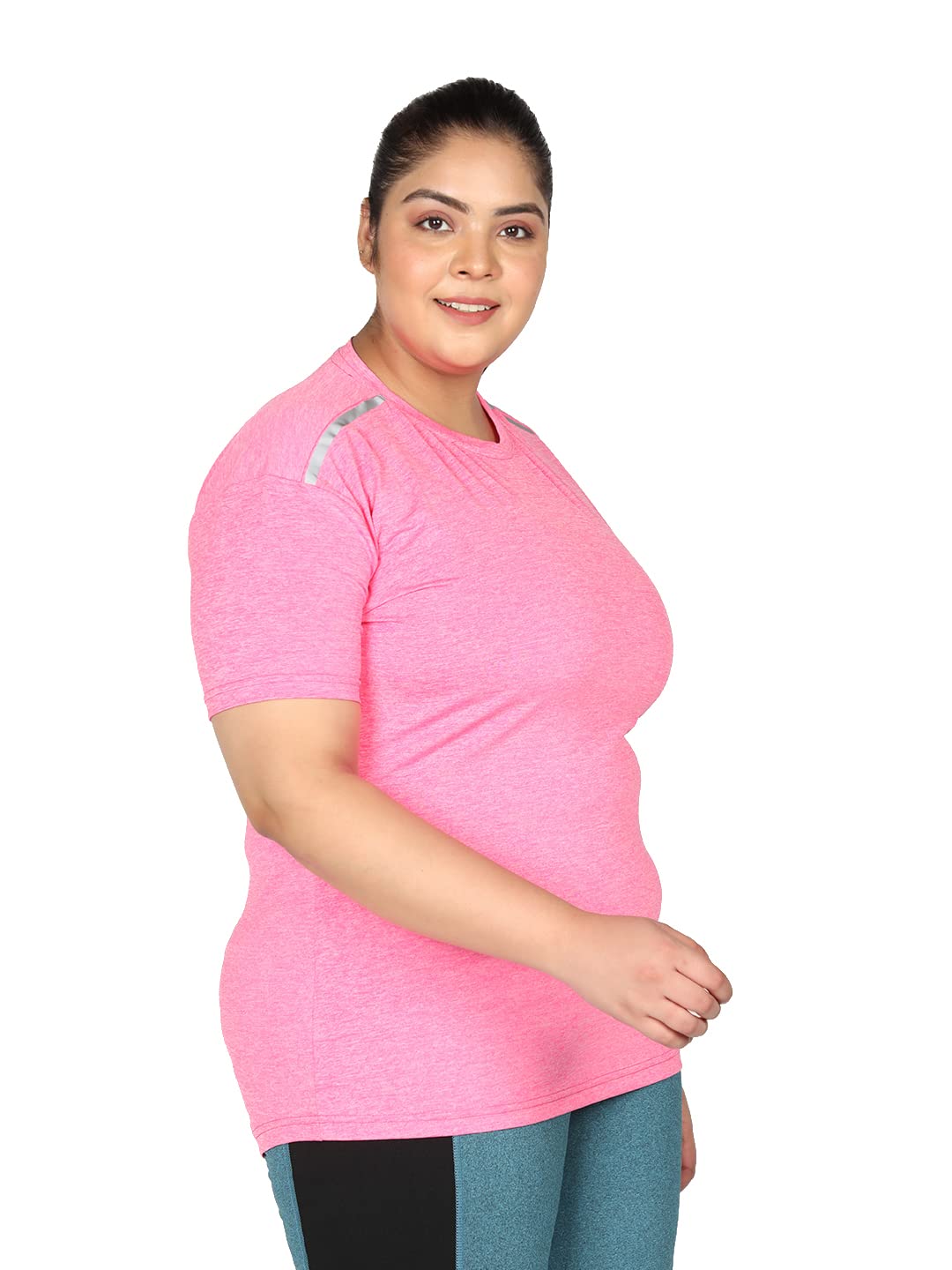CHKOKKO Spacedye Pink Dry Fit T-Shirt for Women - Image 4