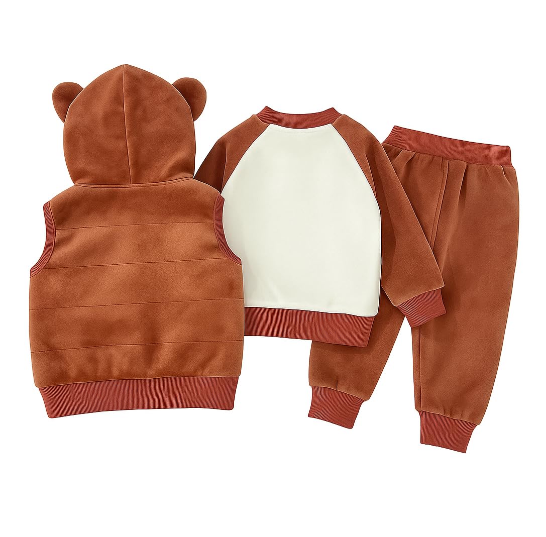 Kids Cartoon Bear Winter Clothing Set - Image 4