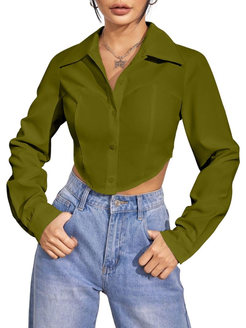 GRECIILOOKS Women's Western Shirt - Green