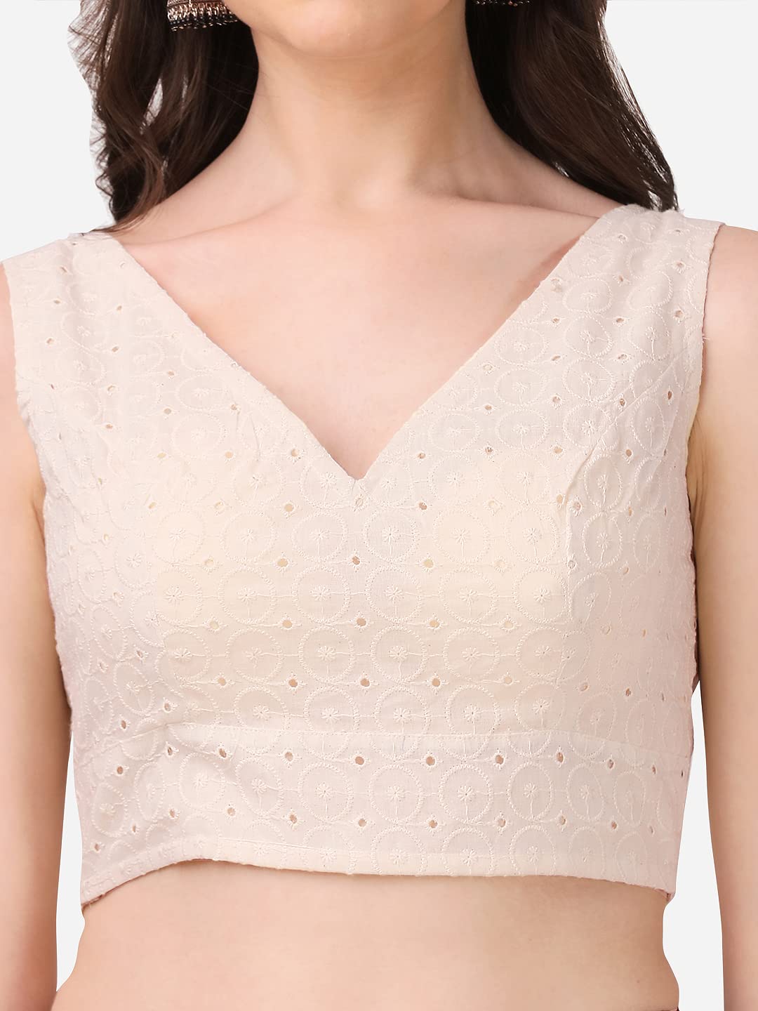 OOMPH Womens Cotton Blouse - Sleeveless V-Neck - Image 5