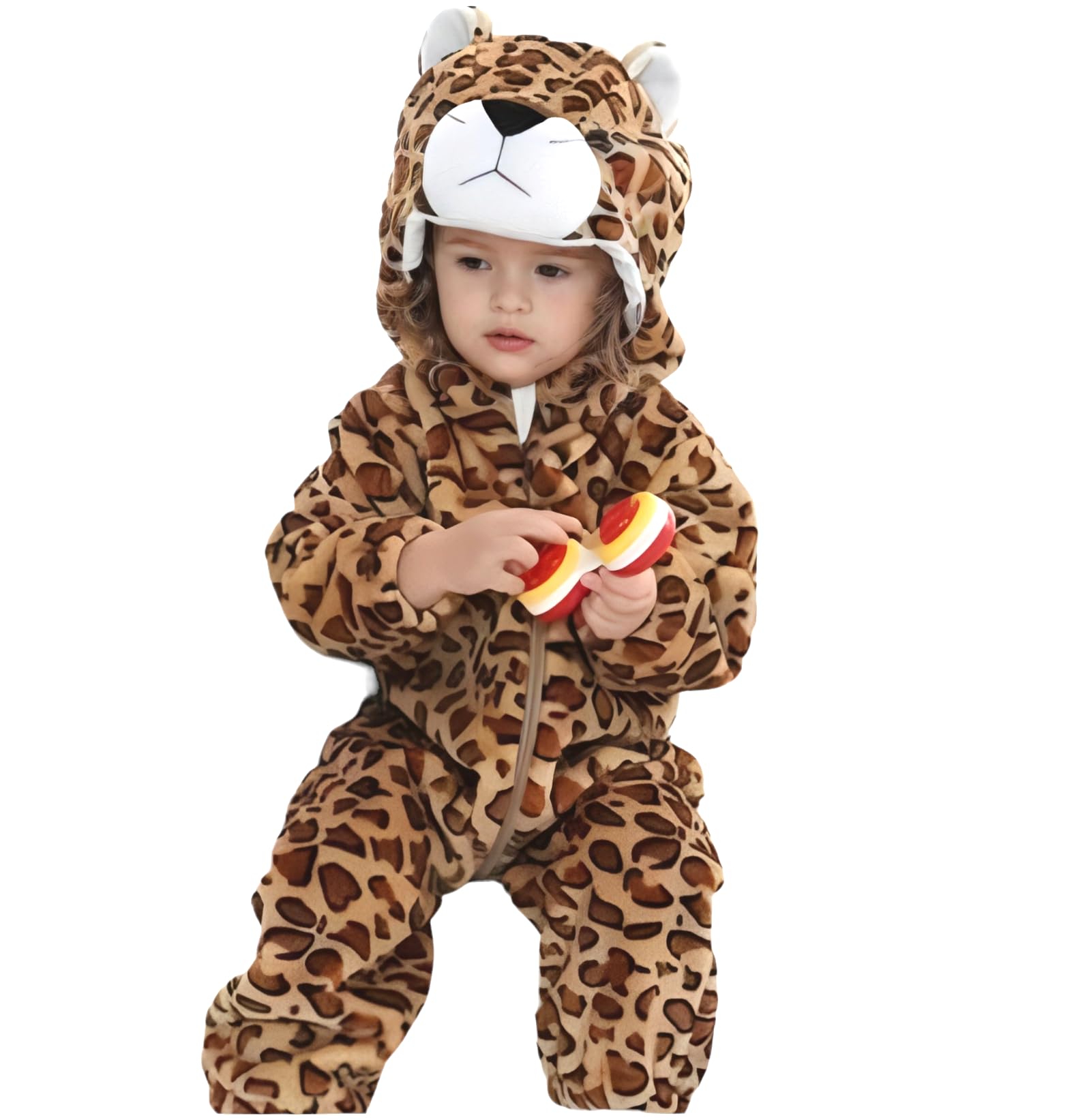 BRANDONN Unisex Baby Panda Flannel Romper - Leopard Print - Image 3