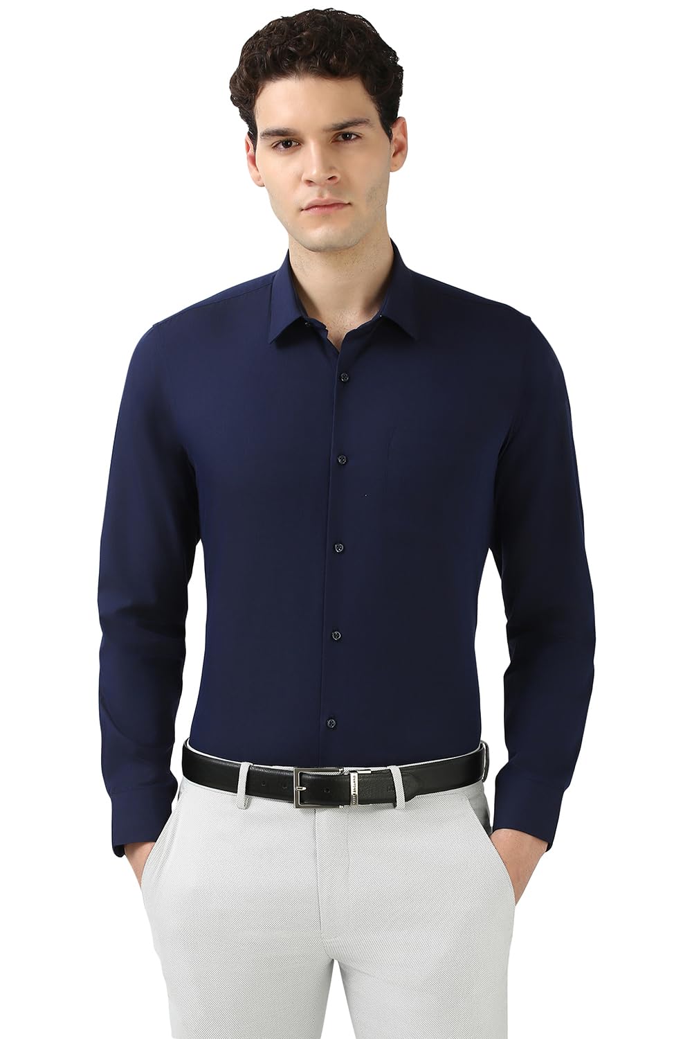Peter England Men's Slim Fit Shirt - Navy