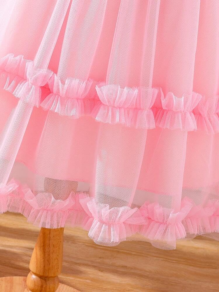 Niren Enterprise Pink Ocean Net Flair Frock for Girl - Image 5