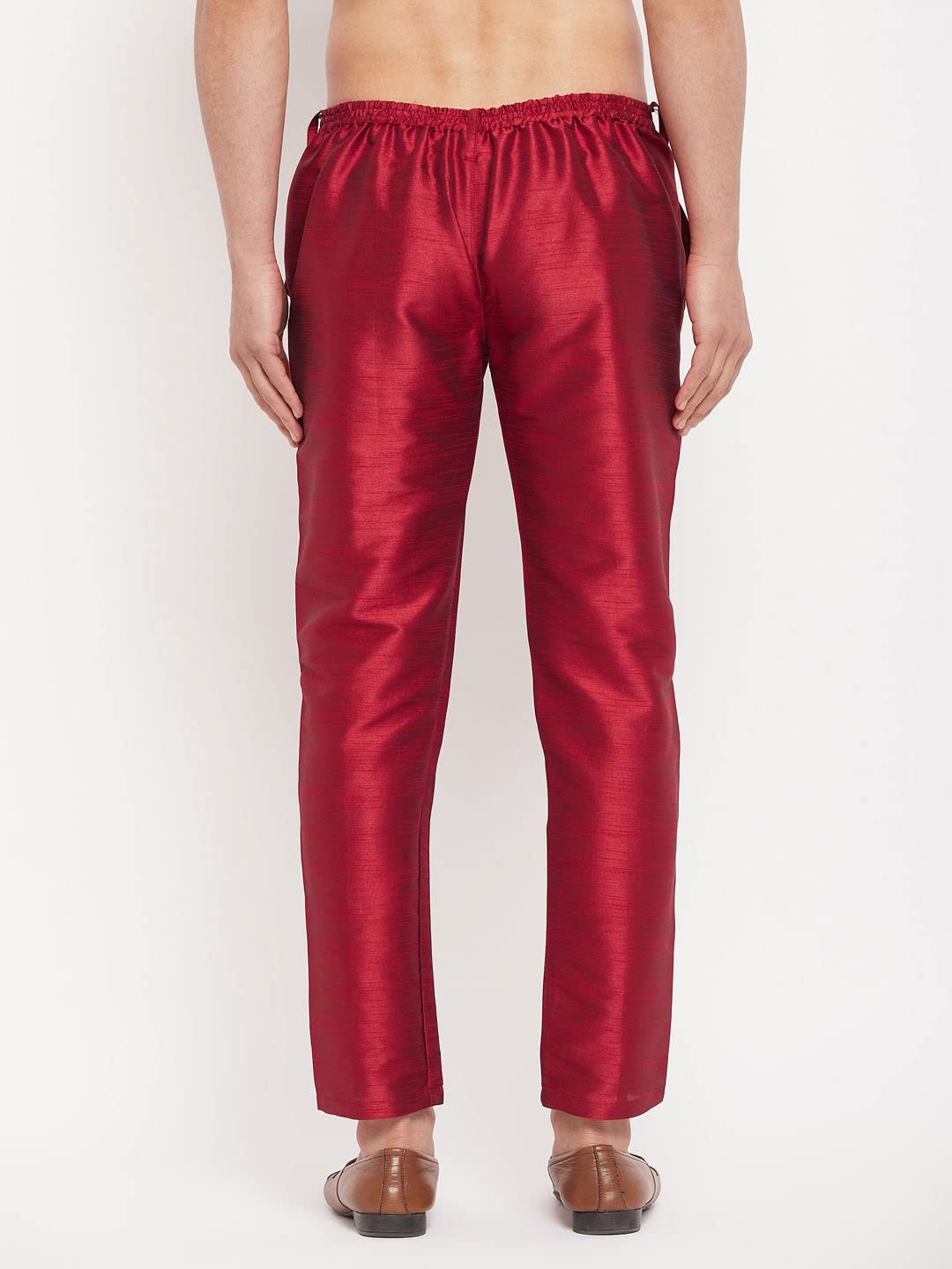 VM Men's Maroon Silk Blend Pant Pyjama - Image 4