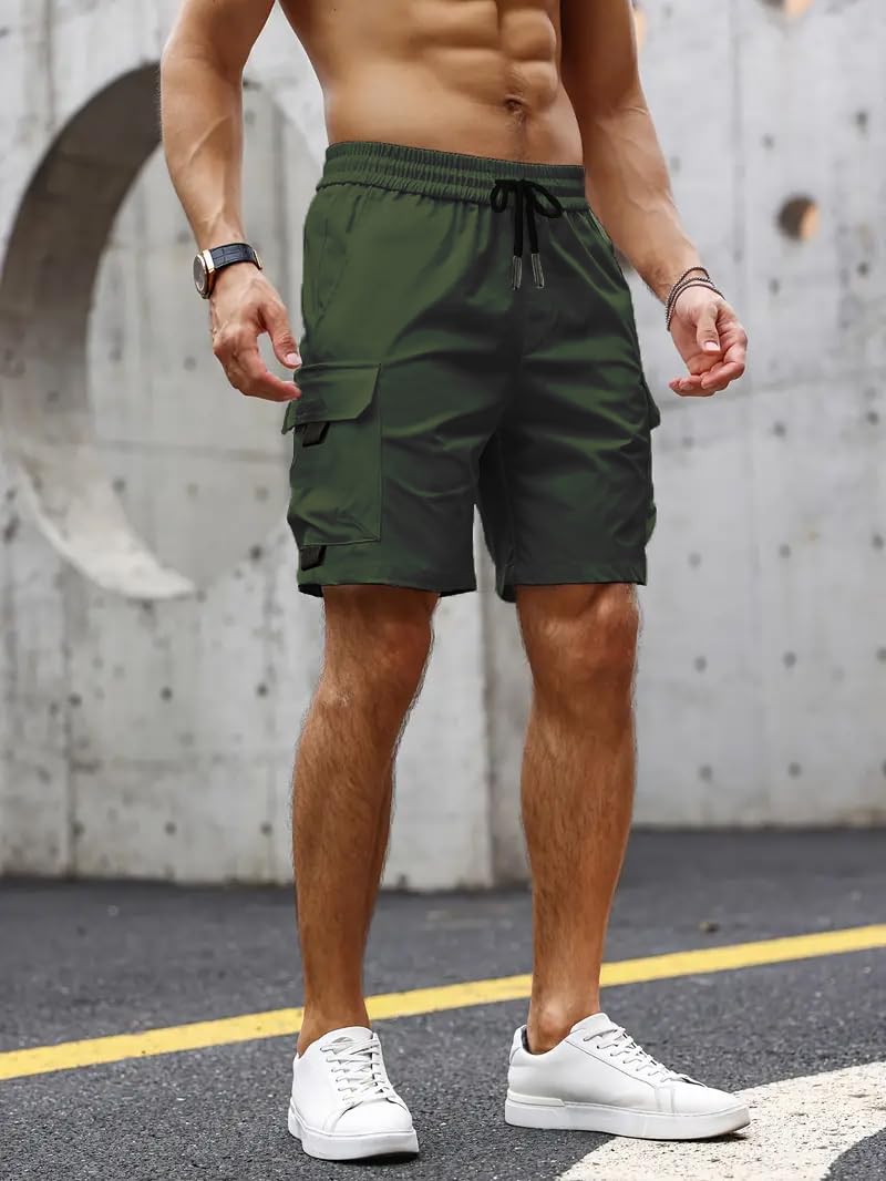 Peppyzone Men Cargo Shorts - Cotton Casual Olive - Image 2