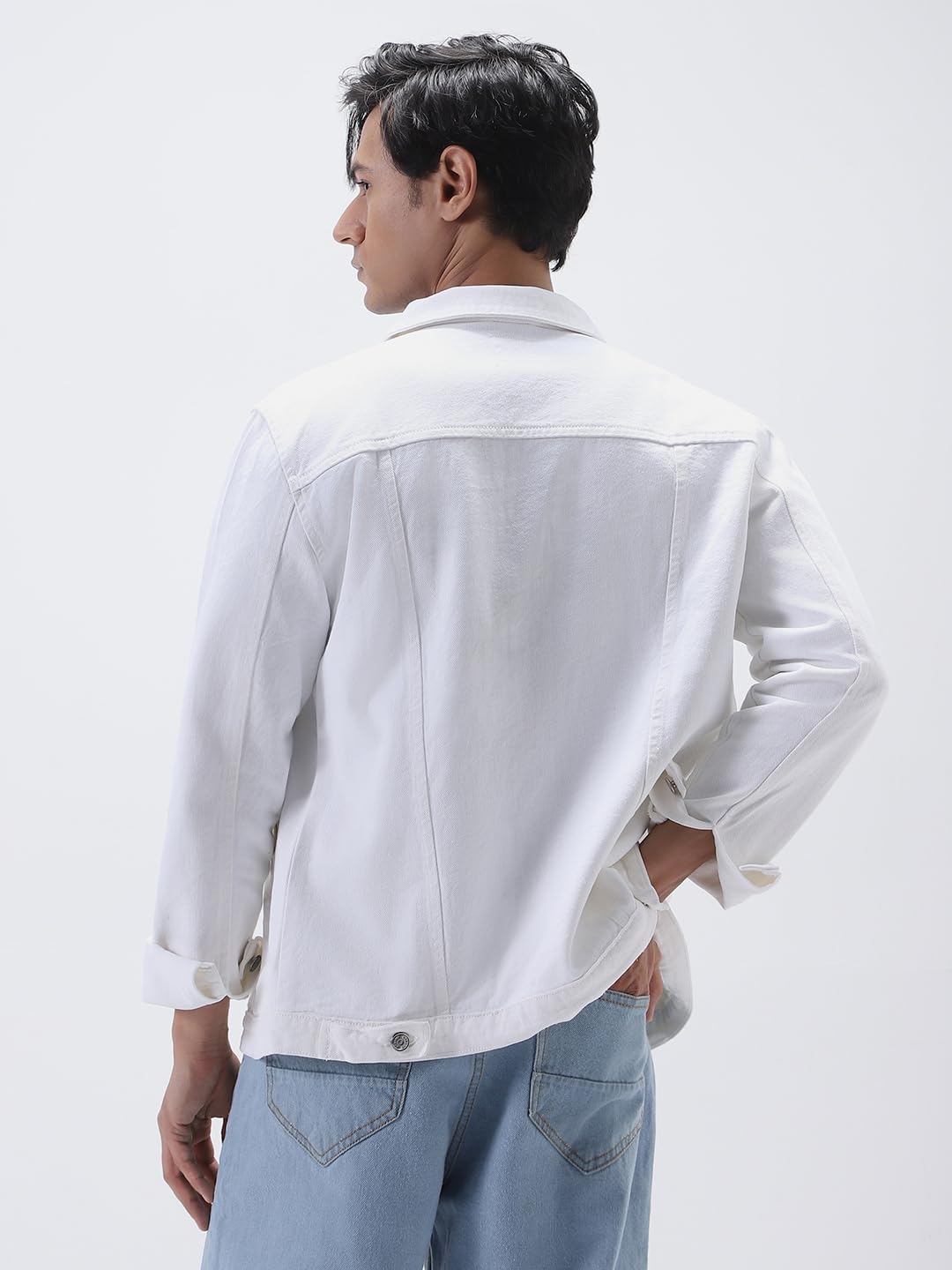 Urbano Fashion Men's White Denim Jacket - Image 4