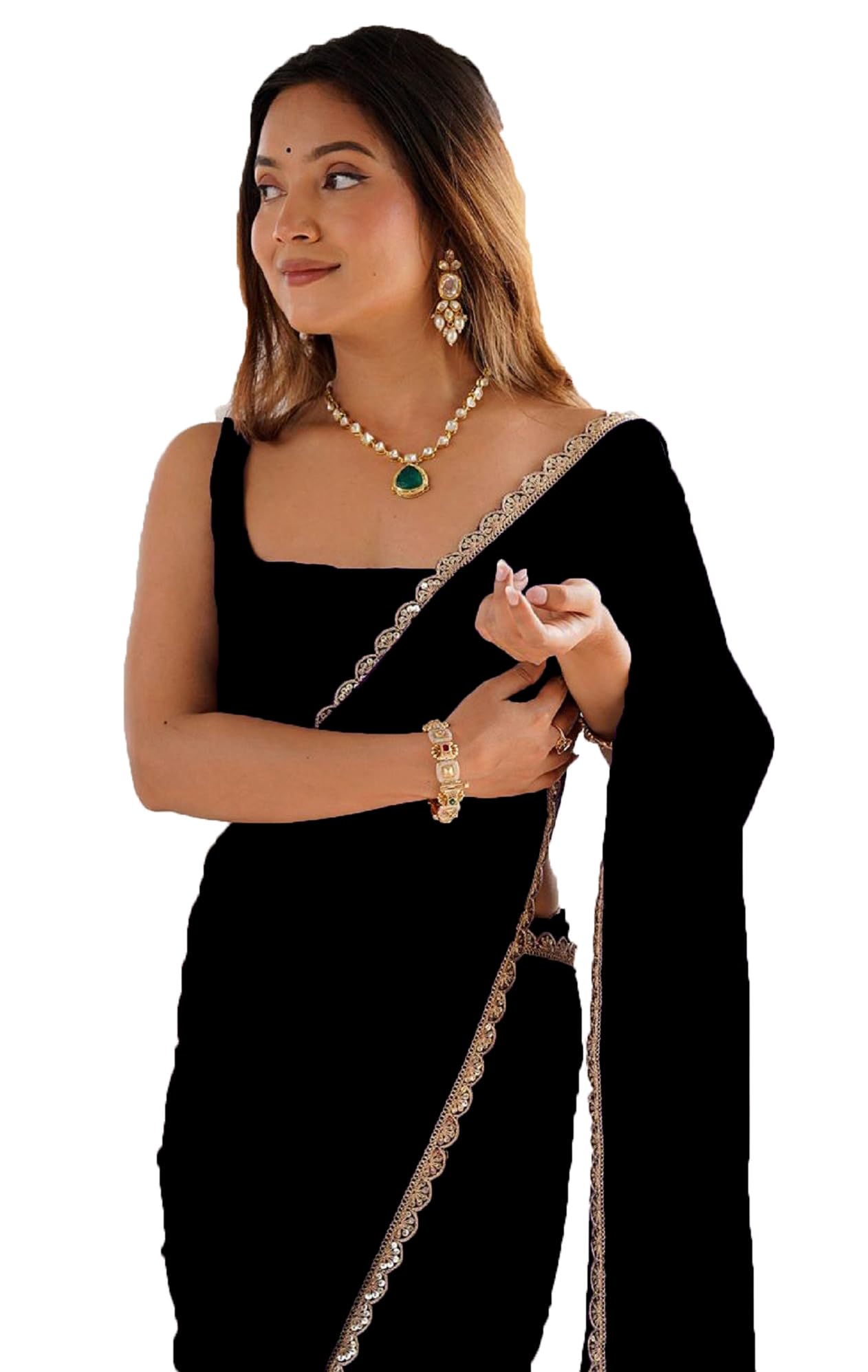 SATAZ Women Black Georgette Saree