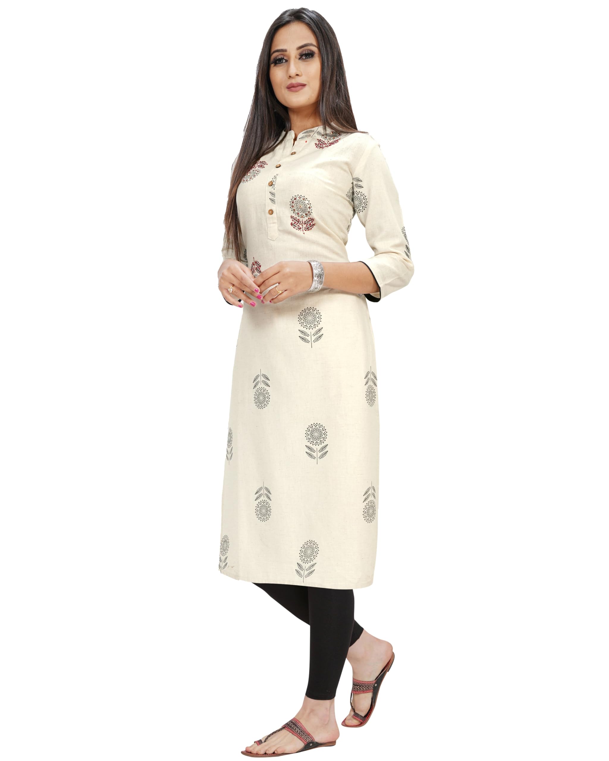 Rajnandini Beige Khadi Cotton Kurti for Women - Image 4