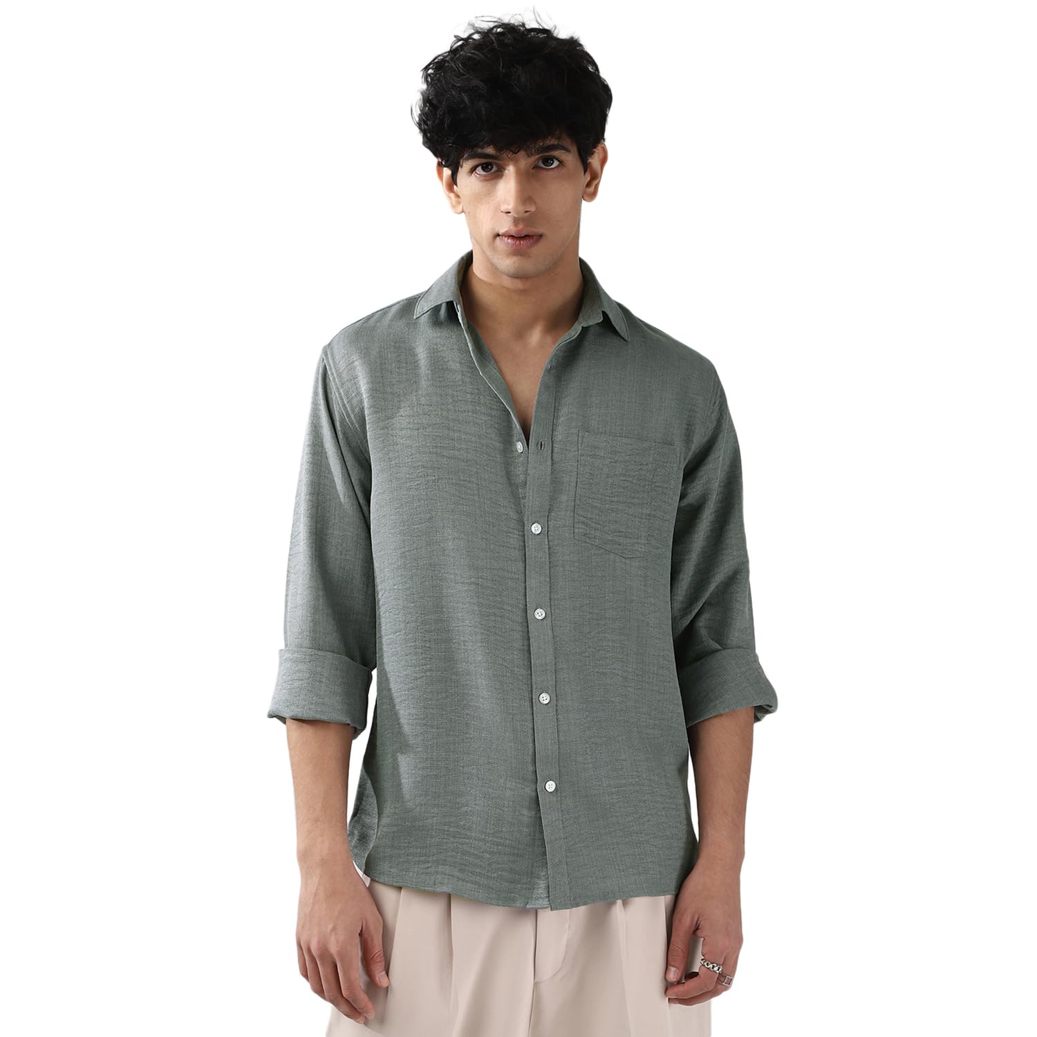 Urbano Fashion Men's Casual Shirt - Metallic Blue