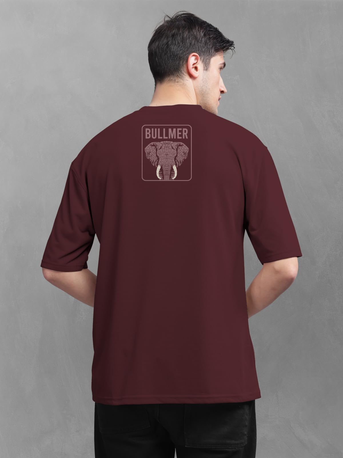BULLMER Men's Round Neck T-Shirt - Maroon & Beige - Image 4
