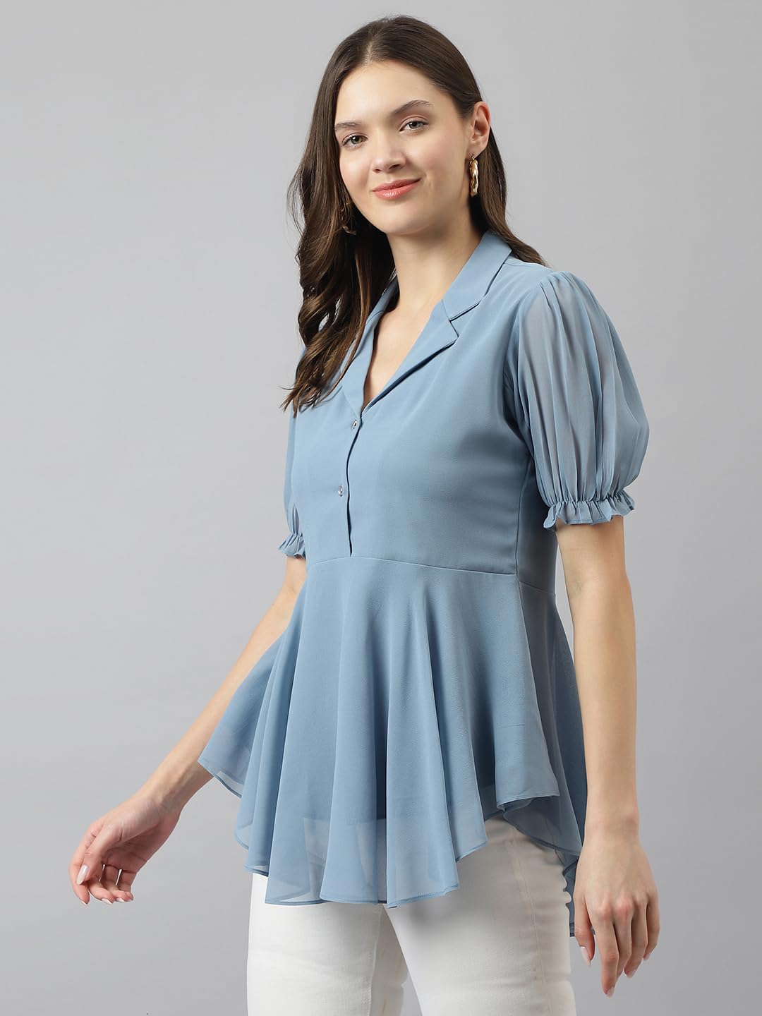 KERI Women's Solid Shirt - Light Blue - Image 2