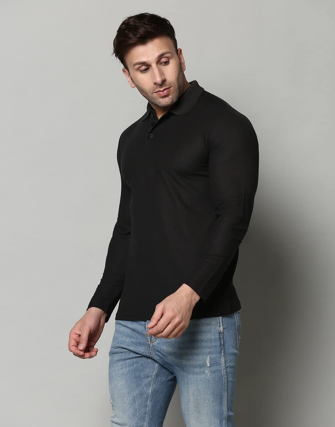 INKKR Men's Black Polo T-Shirt - Full Sleeve - Image 3