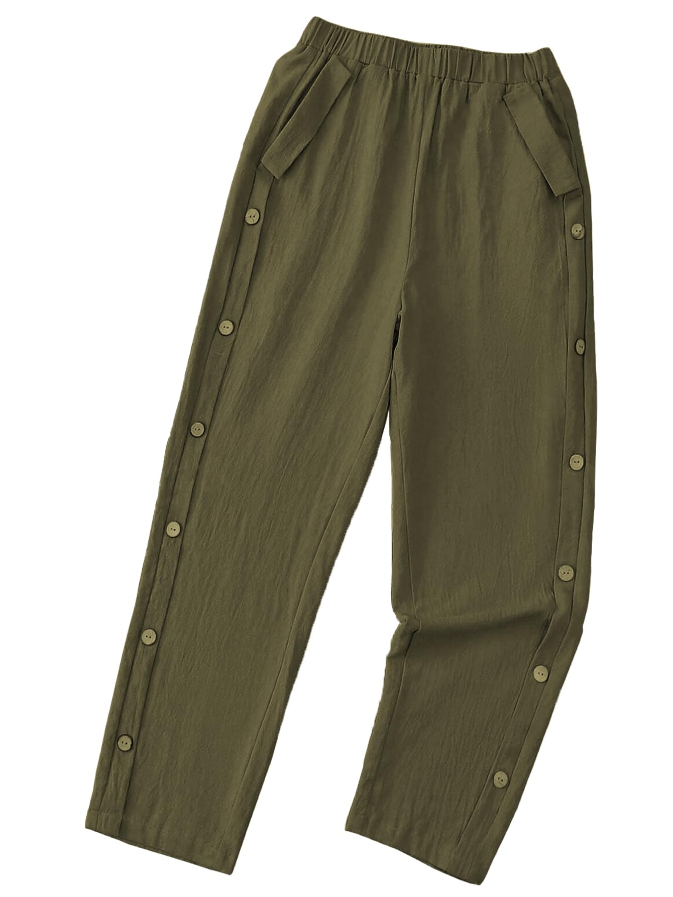 TOPLOT Women Casual Tapered Pants - Olive
