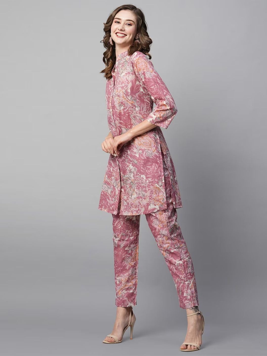 rytras Women's Cotton Printed Kurta and Pant Set - Light Pink - Image 3