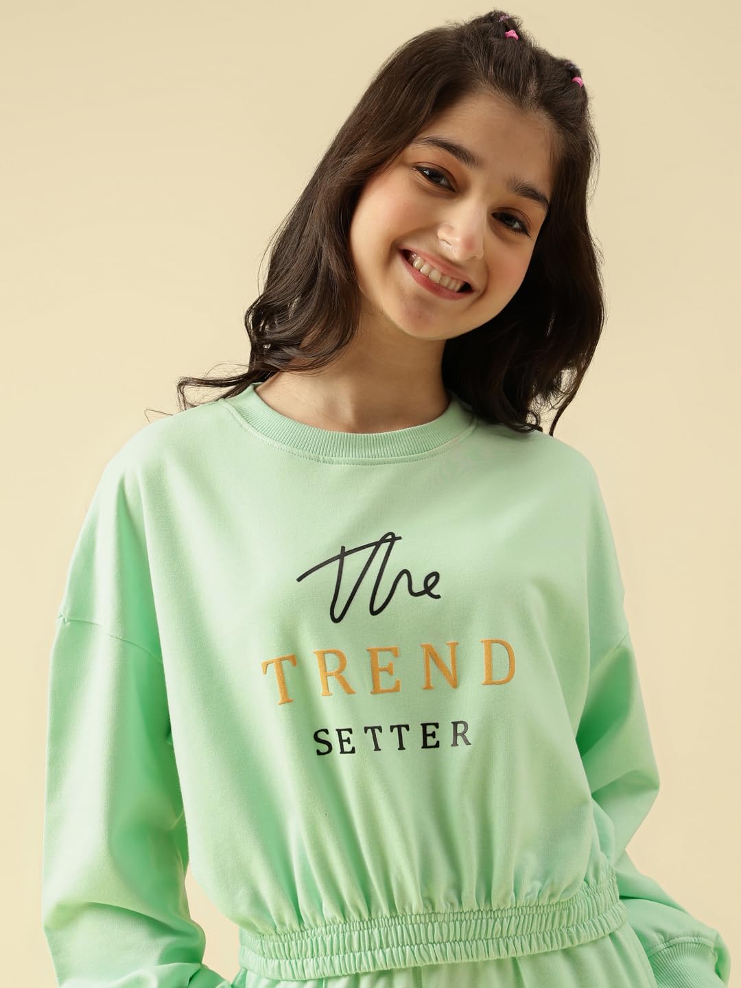 Lil Tomatoes Girls Cotton Looper Track Suits - Green - Image 3