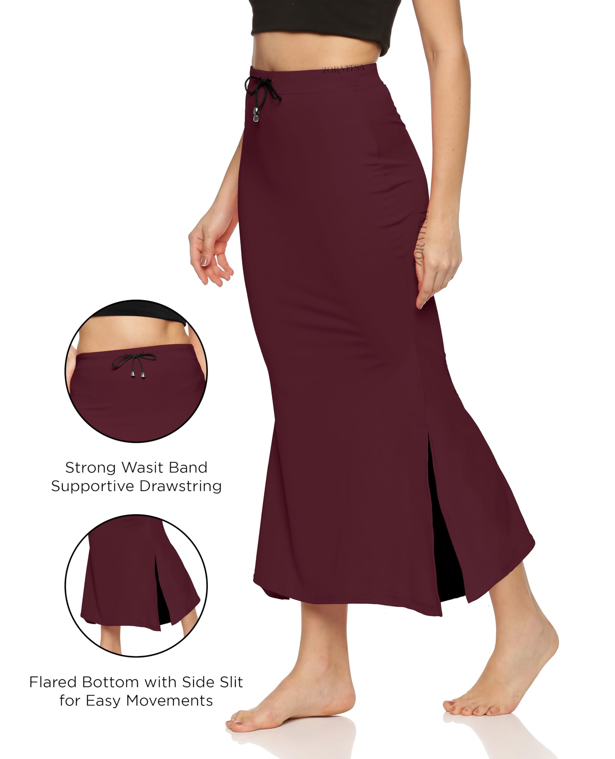 ZORNITSA Saree Shapewear Petticoat for Women - Wine - Image 4