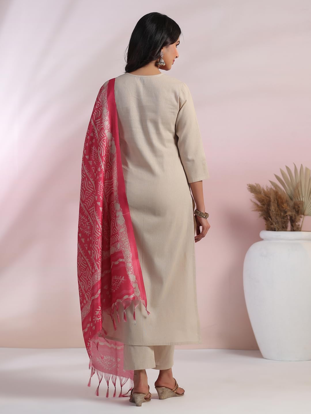 GoSriKi Women's Rayon Blend Embroidered Kurta - Pink - Image 2