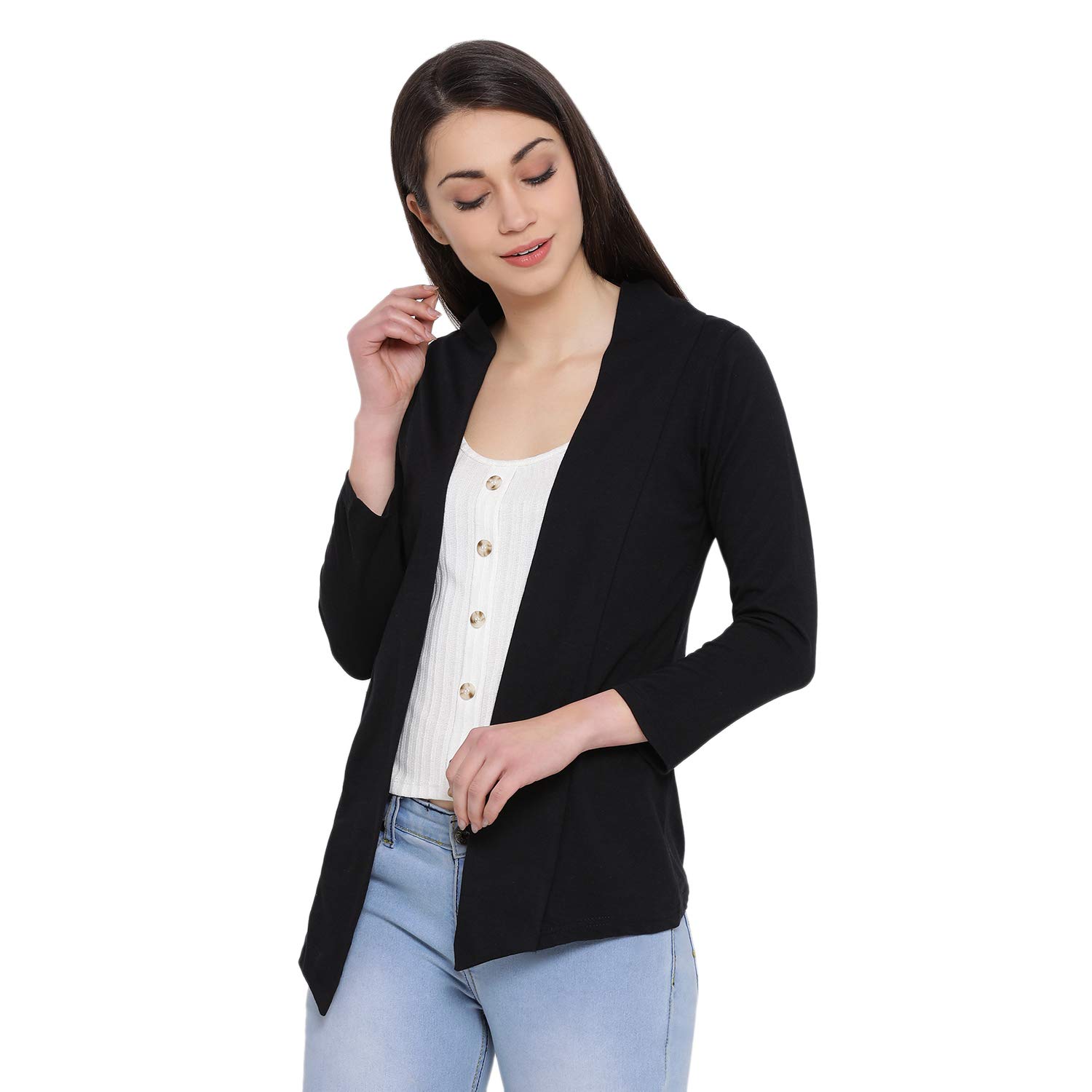 In Love Women's Black Cotton Shrug