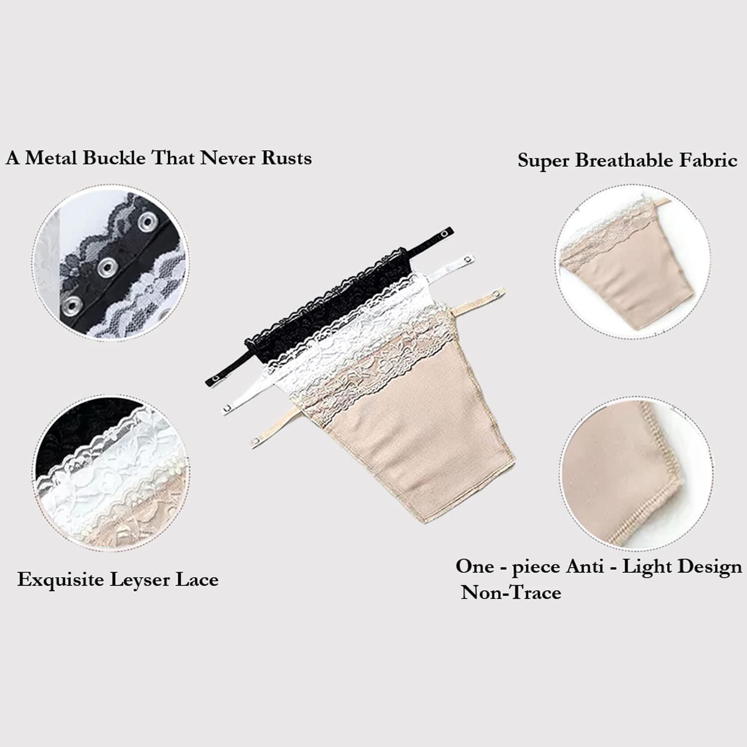 FIMALIA Women's Cotton Clip-on Mock Lace Camisole - Black - Image 2