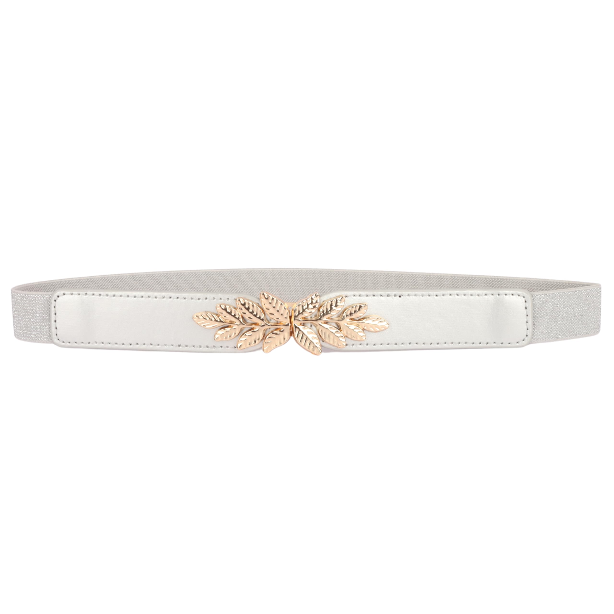 REDHORNS Elastic Fabric Waist Belt for Women - Silver