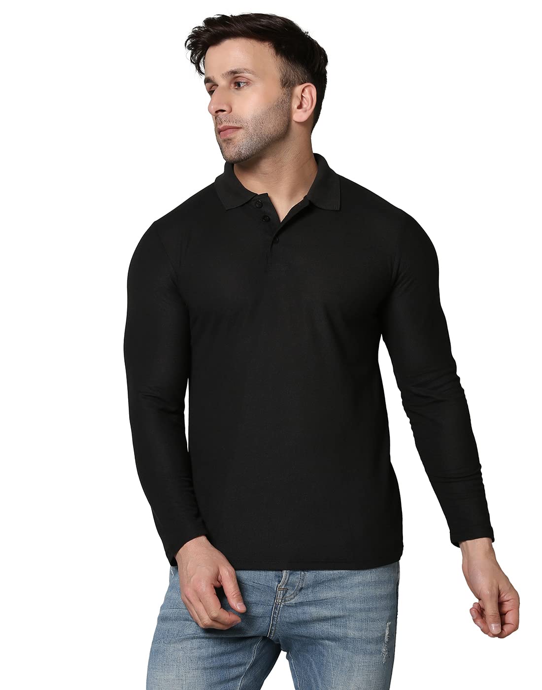INKKR Men's Black Polo T-Shirt - Full Sleeve