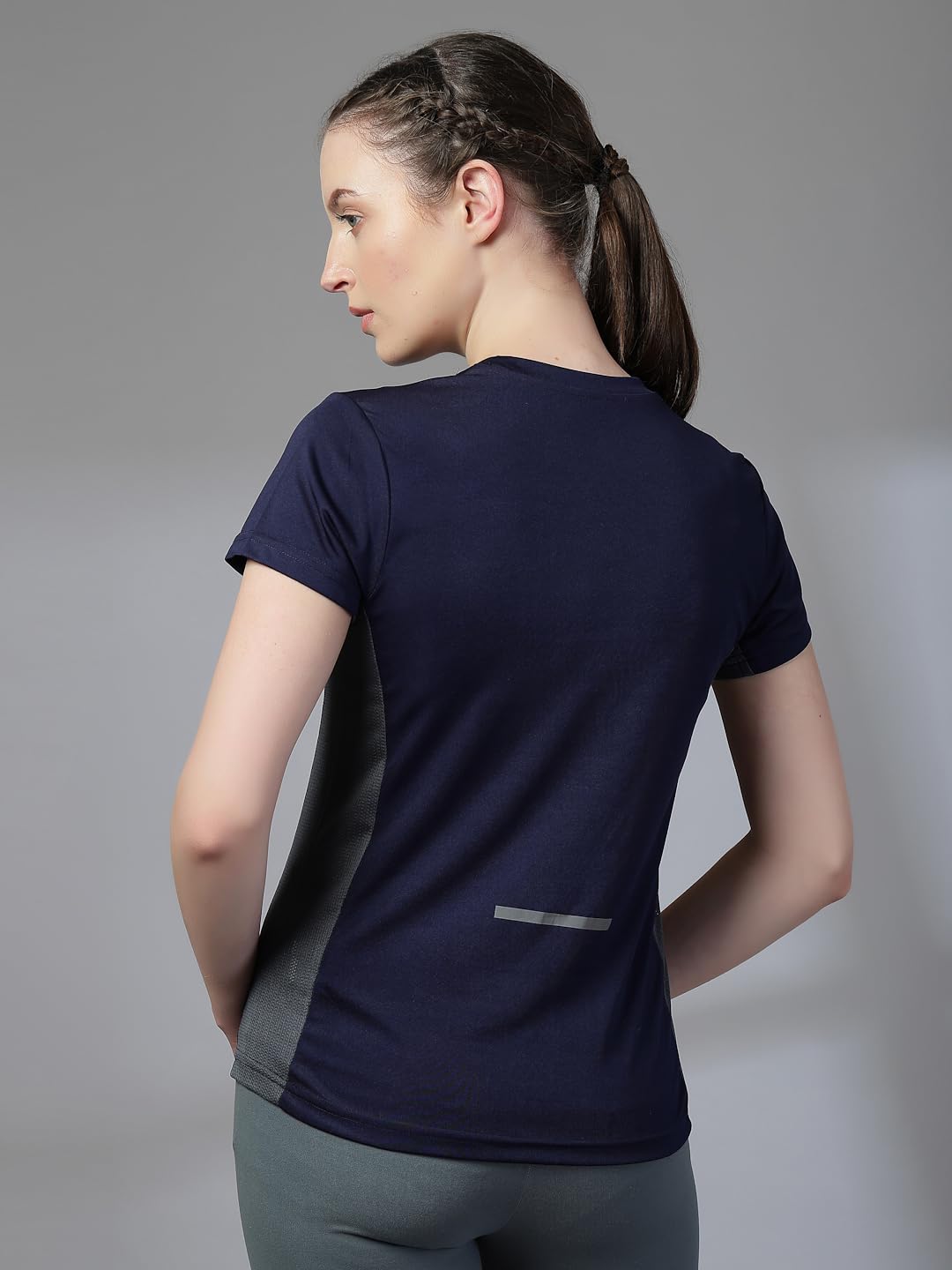 CHKOKKO Navy Blue Sports T-Shirt for Women - Image 4