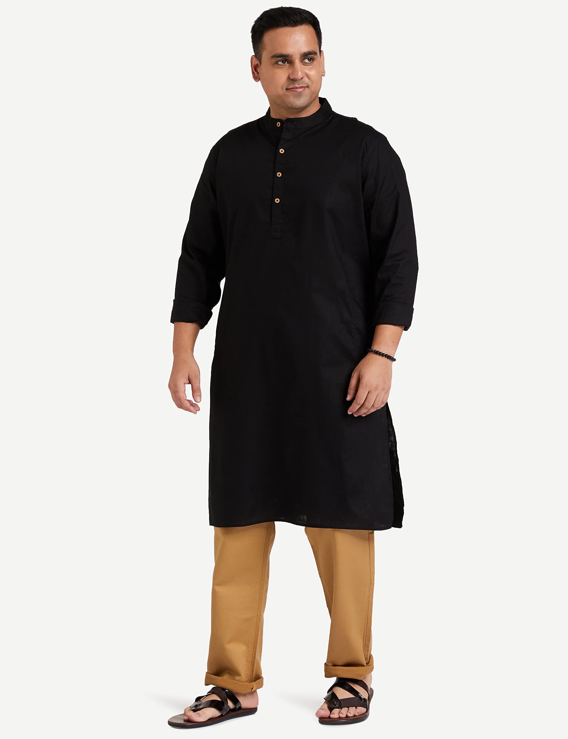 Symbol Men's Cotton Long Kurta - Black - Image 5