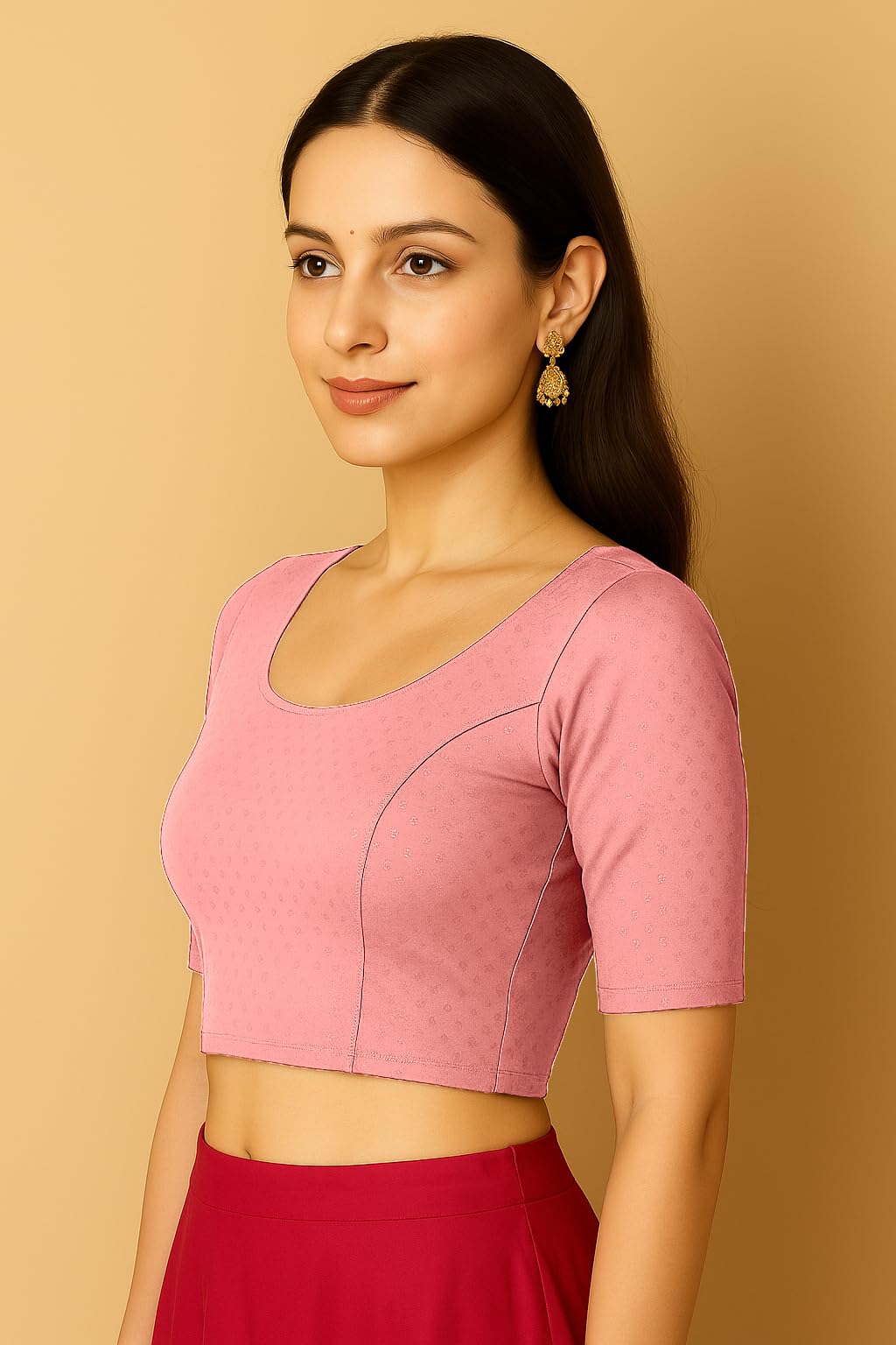 Rosy Pink Cotton Dobi Blouse for Women - Image 4