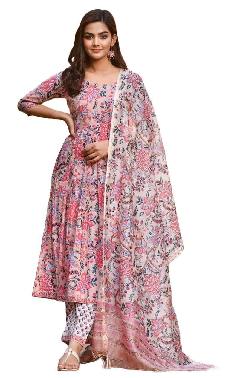 KLOSIA Women Floral Printed Kurta Set - Pink