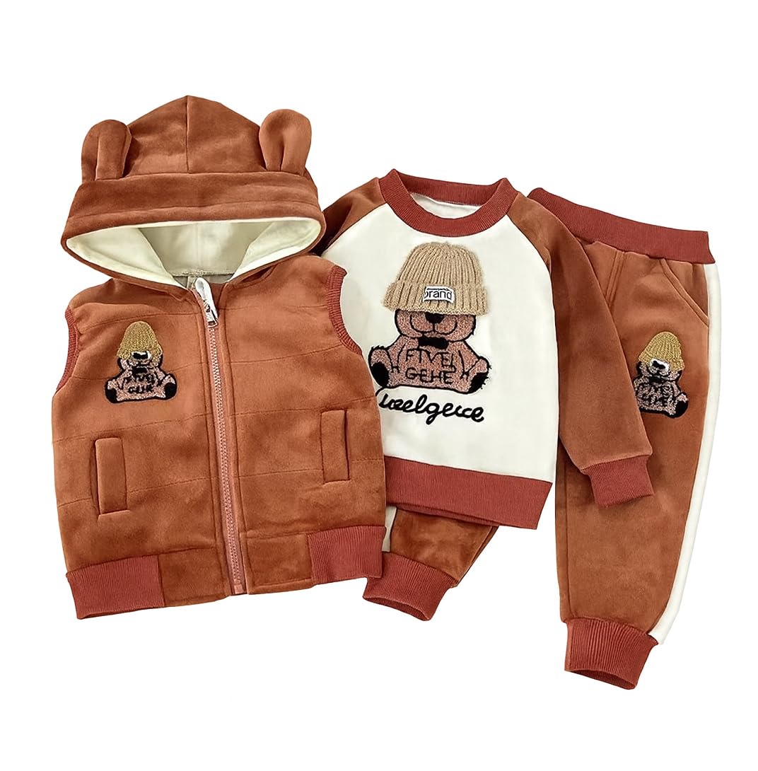 Kids Cartoon Bear Winter Clothing Set - Image 3