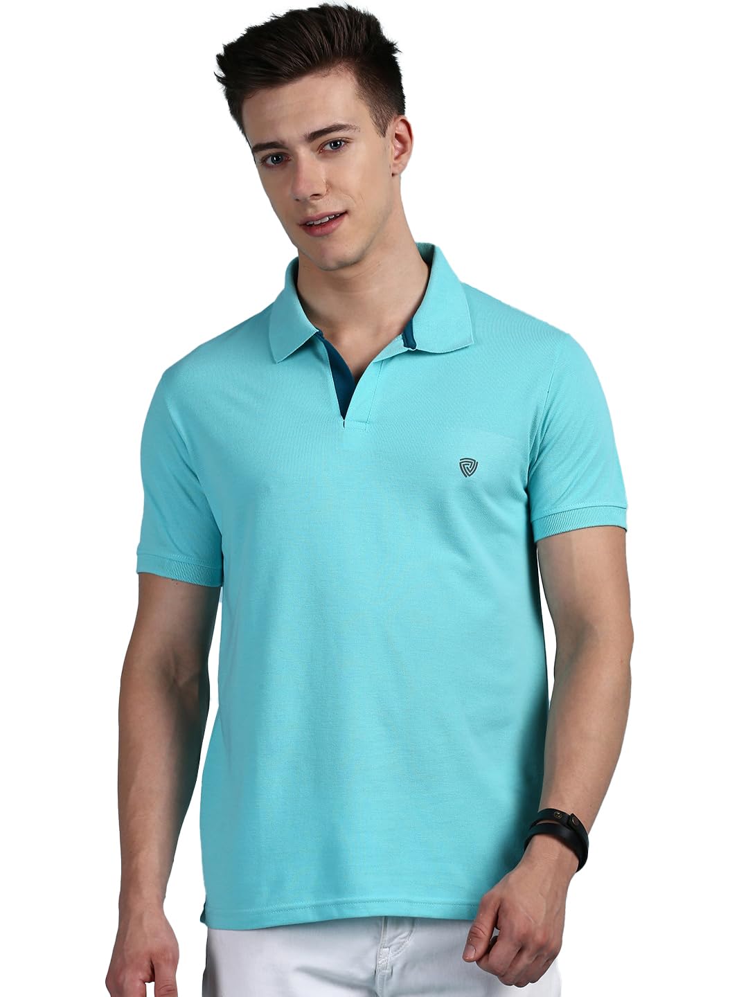 Lux Cozi Men's Polo Neck T-Shirt - Pool Blue