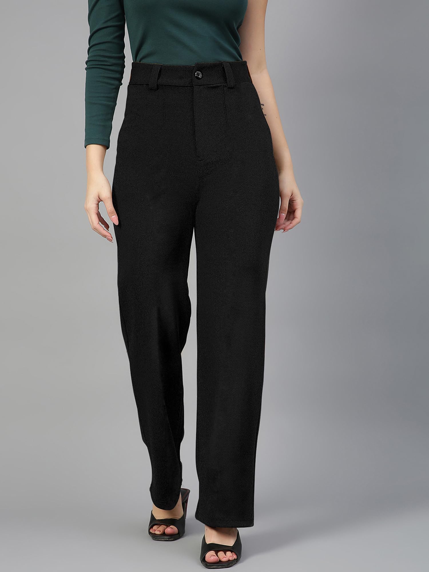 Mehrang High Rise Trousers for Women - Black - Image 2