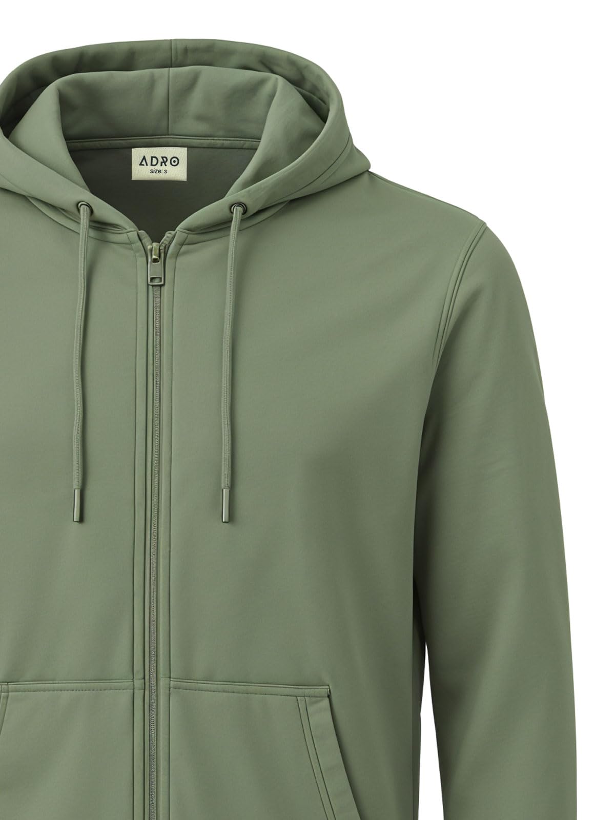 ADRO Mens Cotton Zipper Hoodie Sweatshirt - Pista - Image 2