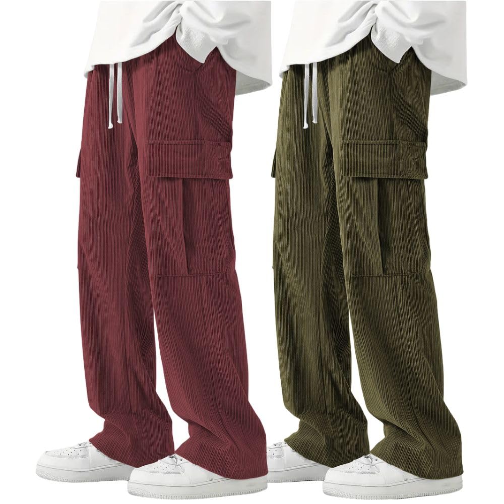 GRECIILOOKS Men's Corduroy Cargo Joggers