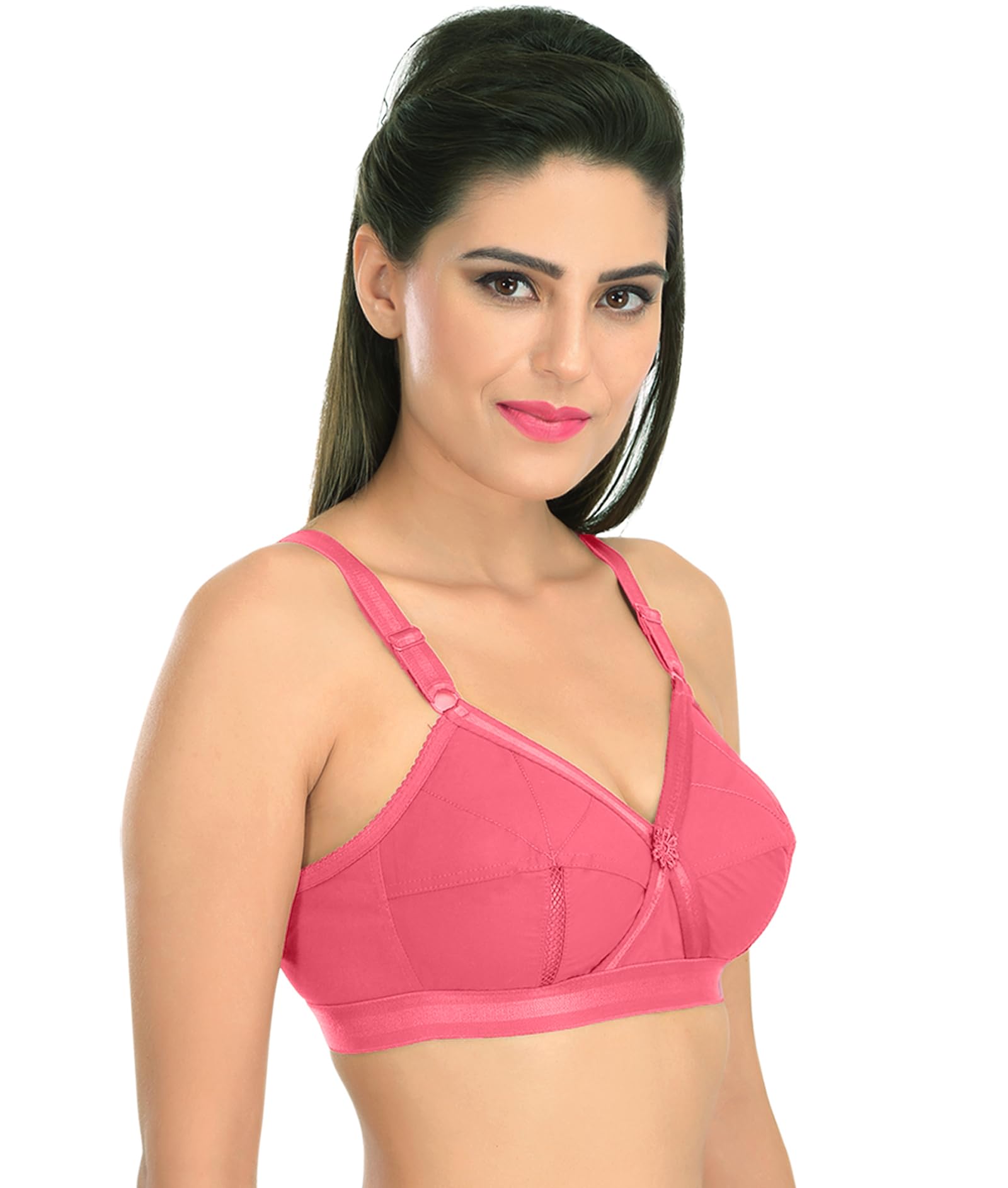 SONA Cotton Everyday Bra for Women - Wirefree Coral - Image 3