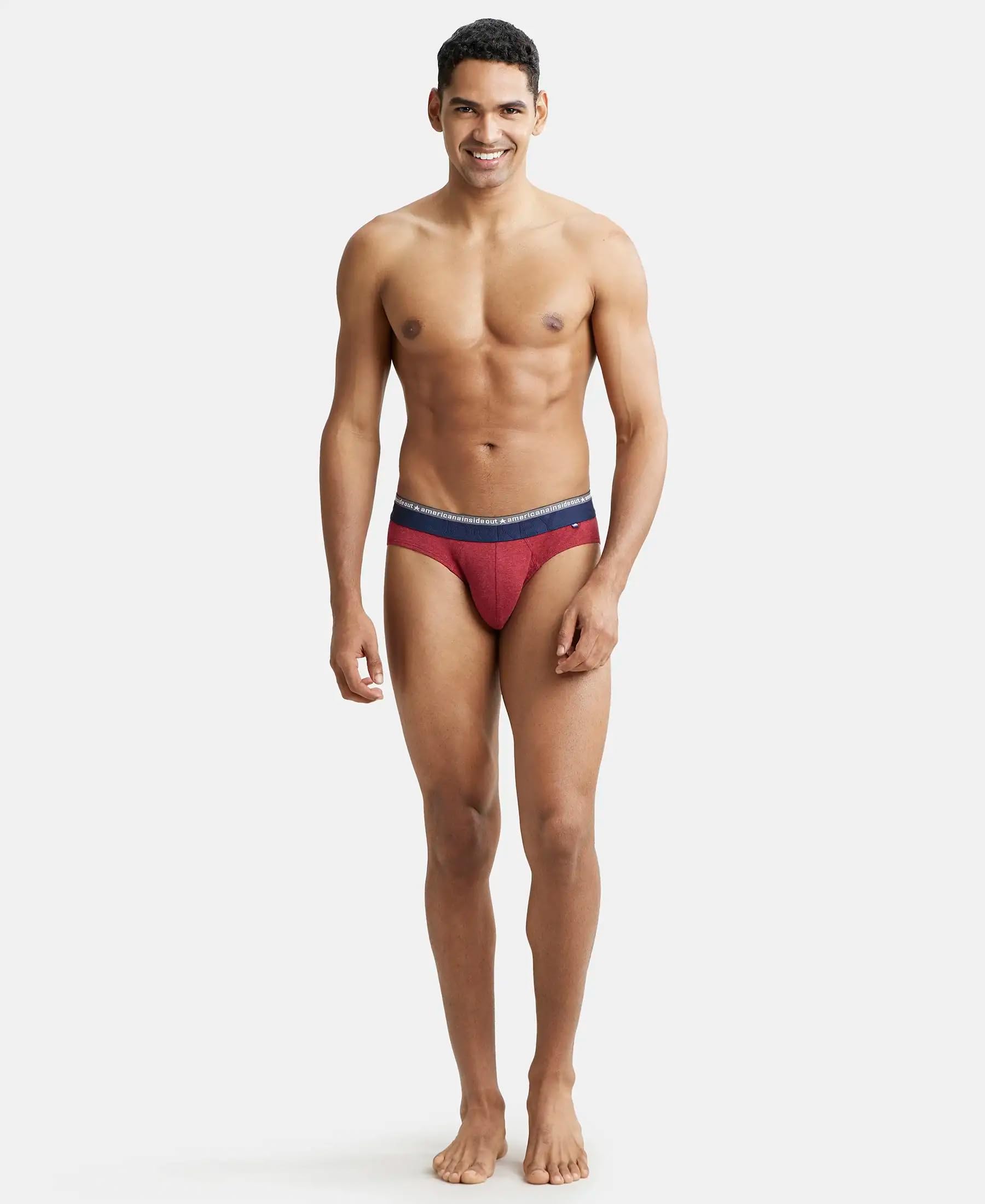 Jockey Men's Cotton Brief - Red Melange - Image 4