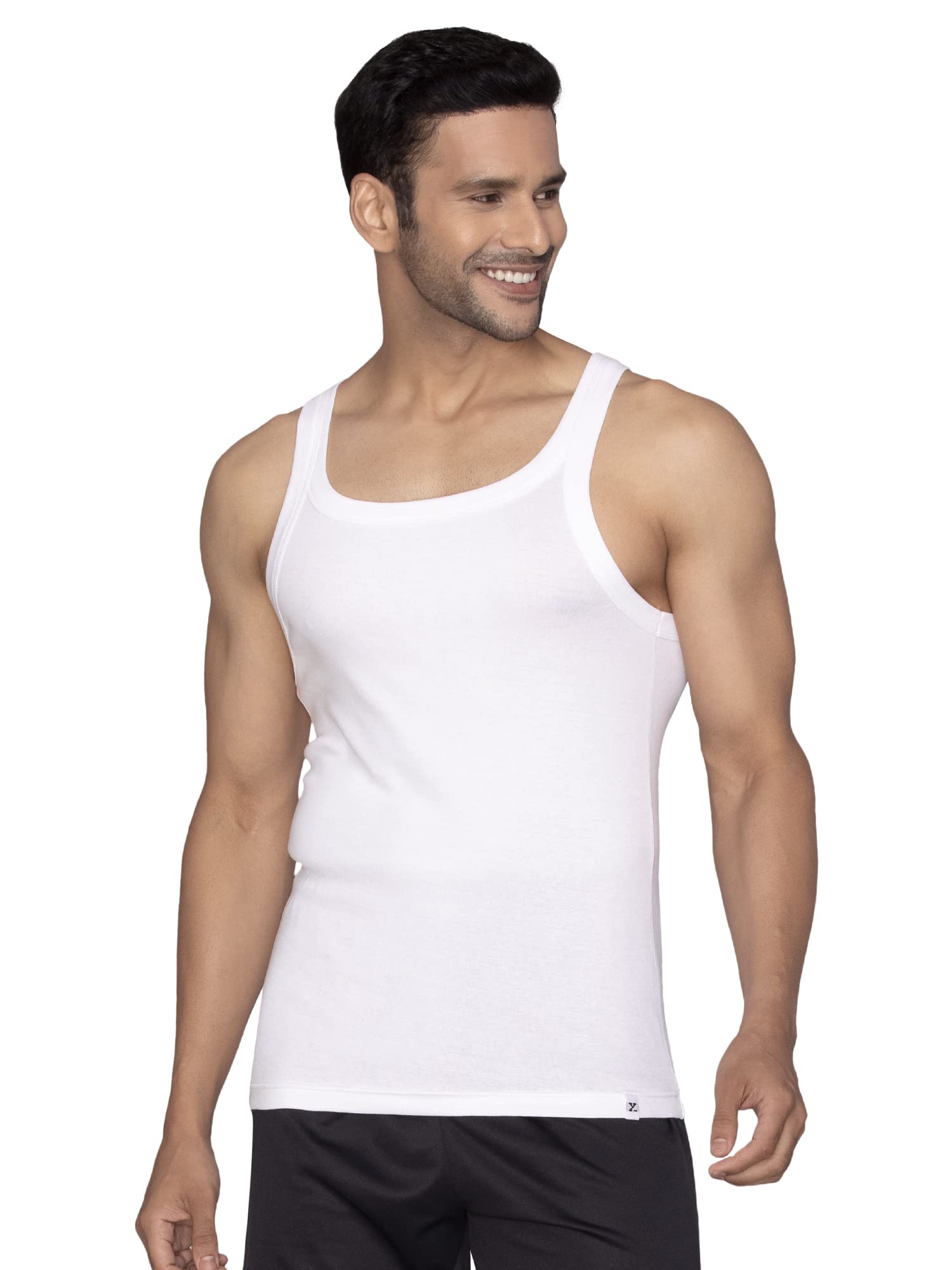 XYXX Men's Combed Cotton Vest - Black Knight+Polar White - Image 2