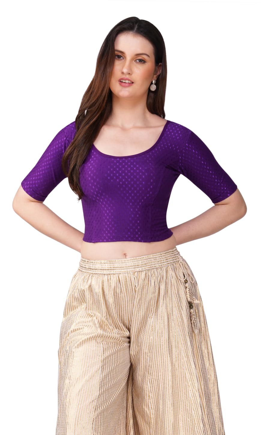 Pure Cotton Saree Blouse for Women - Purple - Image 4