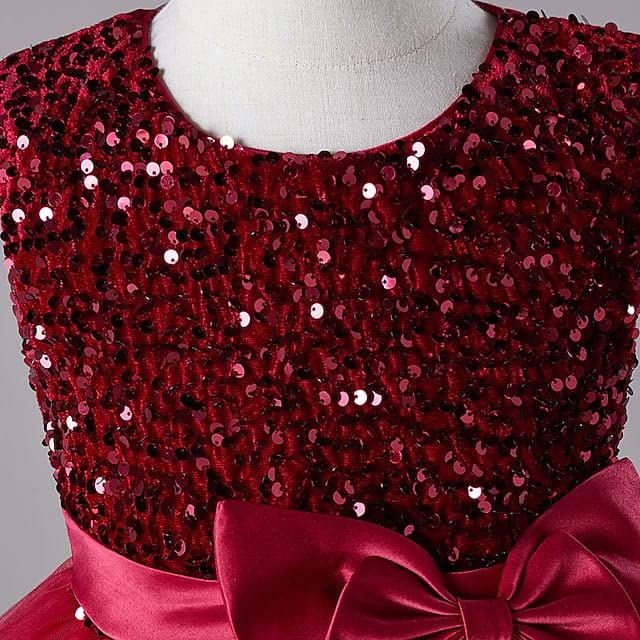 Niren Embroidered Velvet Baby Frock - Red for Girls - Image 4