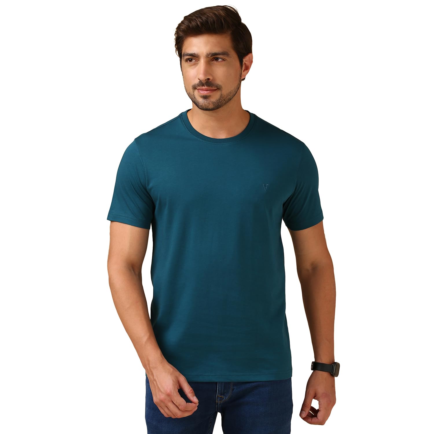 Van Heusen Men's Cotton Blend Solid T-Shirt