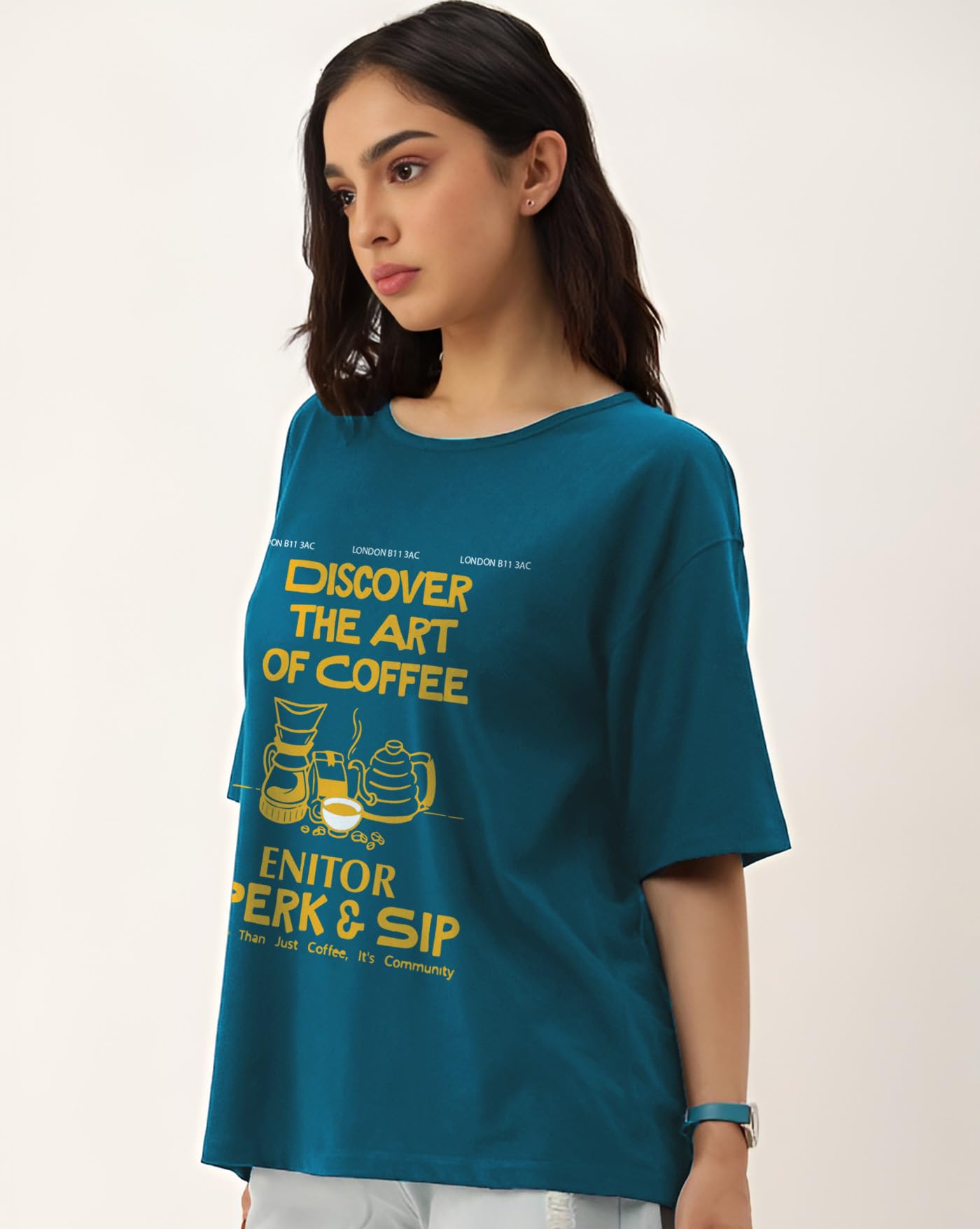 AUSK Women's Oversized Graphic Tee - Cotton - Image 4