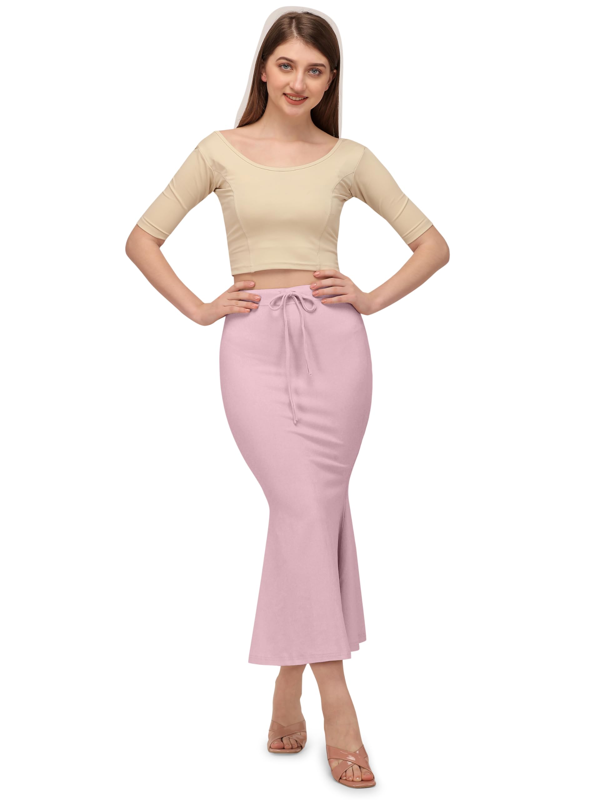 Mehrang Saree Petticoat for Women - Orchid Pink Stretchable - Image 5