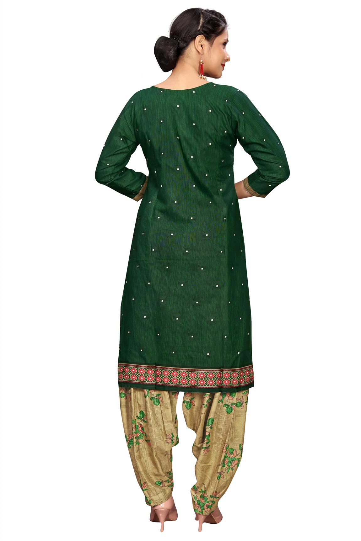 Rajnandini Women Green Cotton Patiala Salwar Suit - Image 5