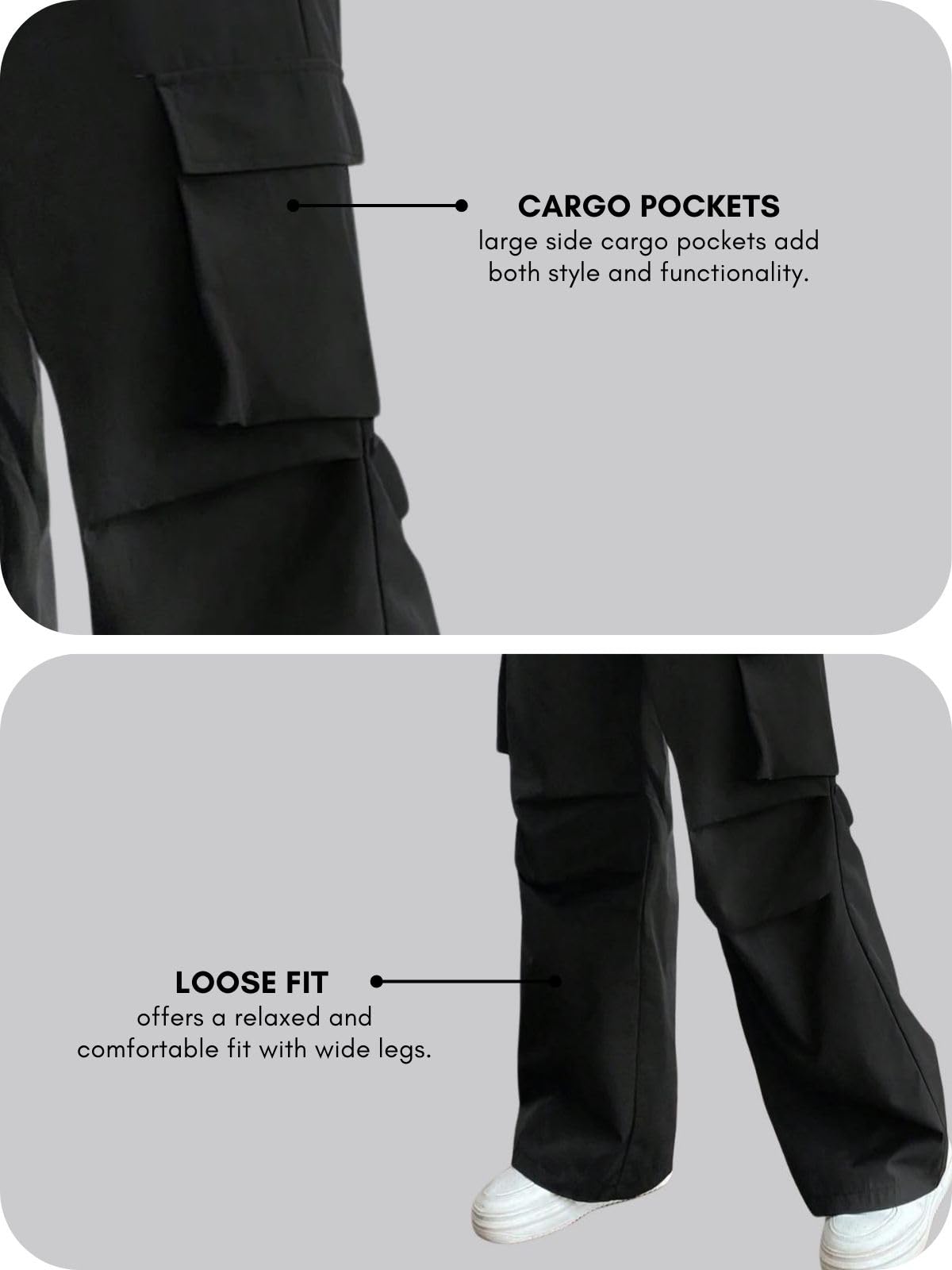 GRECIILOOKS Women's Cargo Pant - Black - Image 5